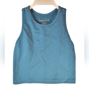 Gypsy & Jade Sleeveless Fitted Crop Tank Top Teal